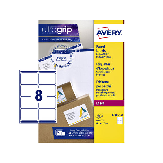 Avery L7165-40 Wit Etiket 99.1x67.7mm, 320 Stuks