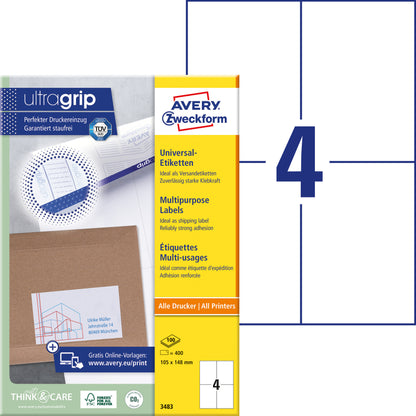 Avery Etiket AZ 3483 105x148mm A6 wit, 400 stuks - 2