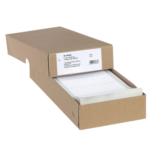 Etiketten HERMA 8166 111,7x48,4mm 1-baans wit, 2000 stuks