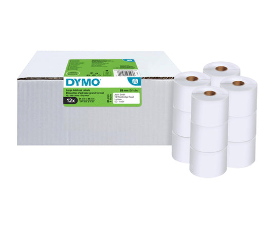 Dymo LabelWriter Adresseringslabels 36x89mm, 12 stuks, Wit