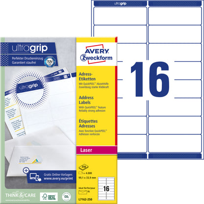 Etiket Avery L7162-250 99.1x33.9mm wit voor grote productie - 2