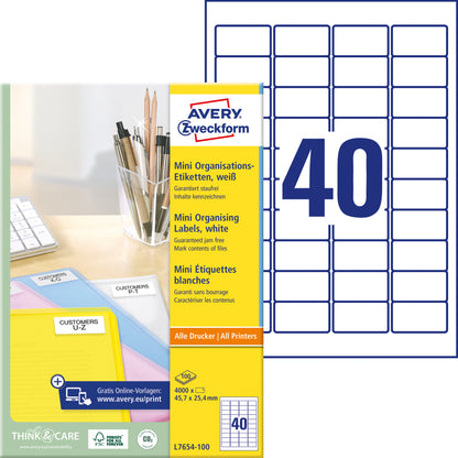 Avery L7654-100 etiketten 45.7x25.4mm, 4000 stuks - 2