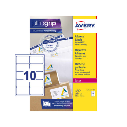 Avery L7173-250 Etiketten 99,1x57mm Wit, 2500 stuks - 2
