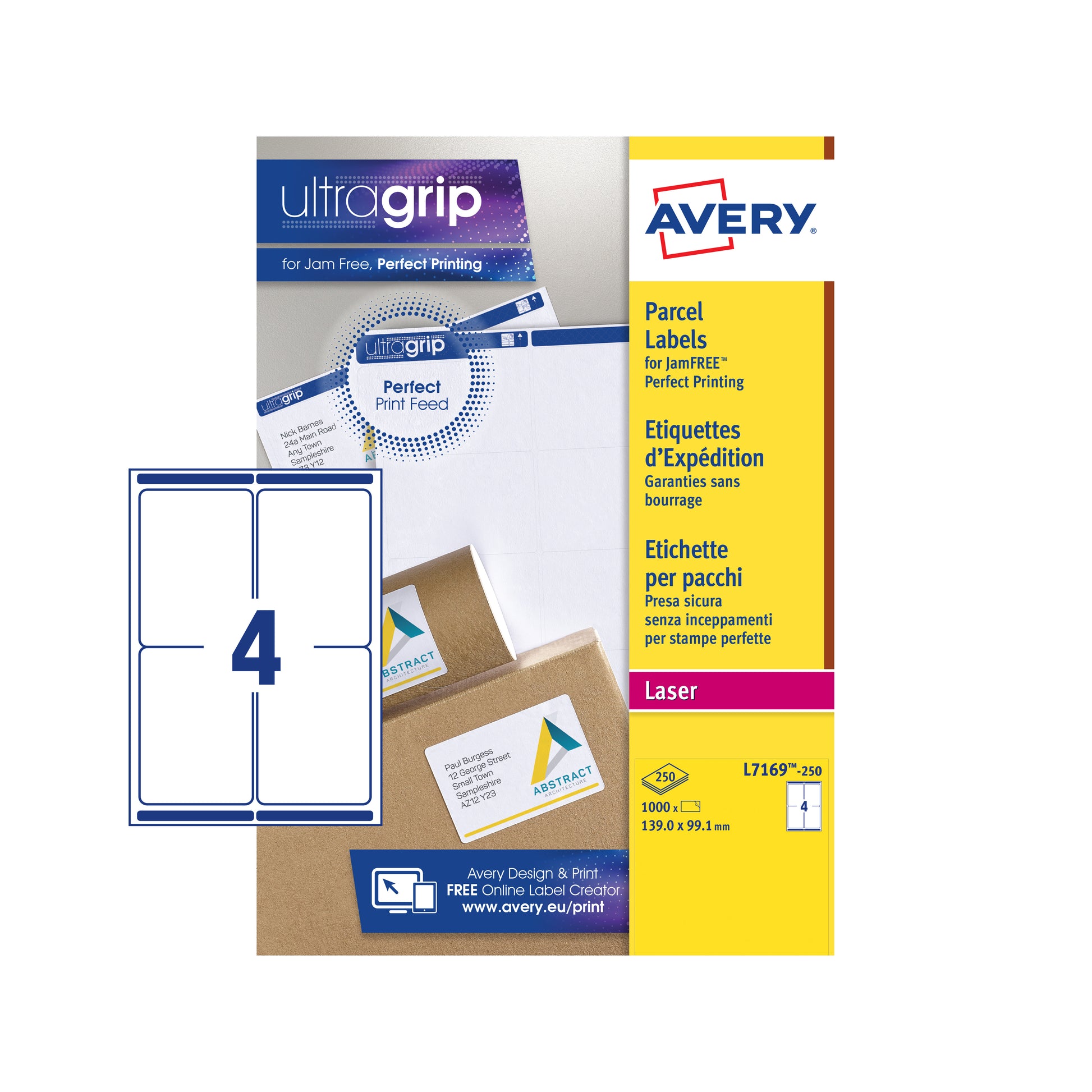 Avery L7169-250 Wit Laseretiketten 99,1x139mm, 1000 Stuks - 2