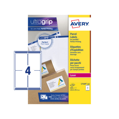 Avery L7169-250 Wit Laseretiketten 99,1x139mm, 1000 Stuks - 2