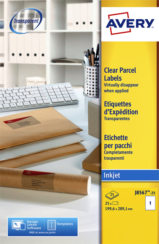 Avery J8567-25 A4 Etiket 210x297mm 25 Stuks