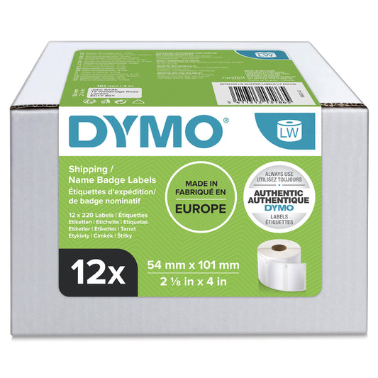 Dymo LabelWriter naamkaartlabels 54x101mm, 12 st wit