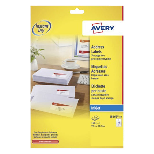 Avery J8162-10 99.1x33.9mm Wit, 160 Stuks
