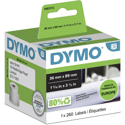 Dymo LabelWriter adreslabels 36x89mm, rol 260 st wit