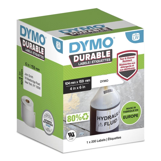 Dymo LW Industriële Labels 104x159mm, Wit, Set van 200 etiketten