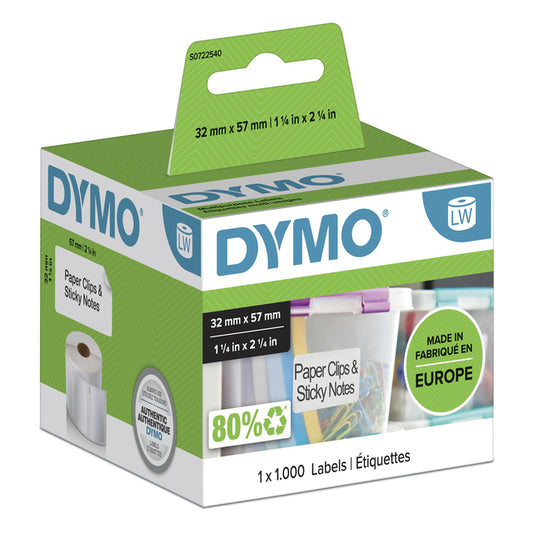Dymo LabelWriter universele etiketten 32x57mm, rol 1000 st wit