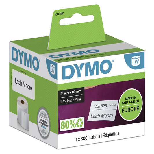 Dymo LabelWriter etiketten 41x89mm wit, rol, 300 stuks
