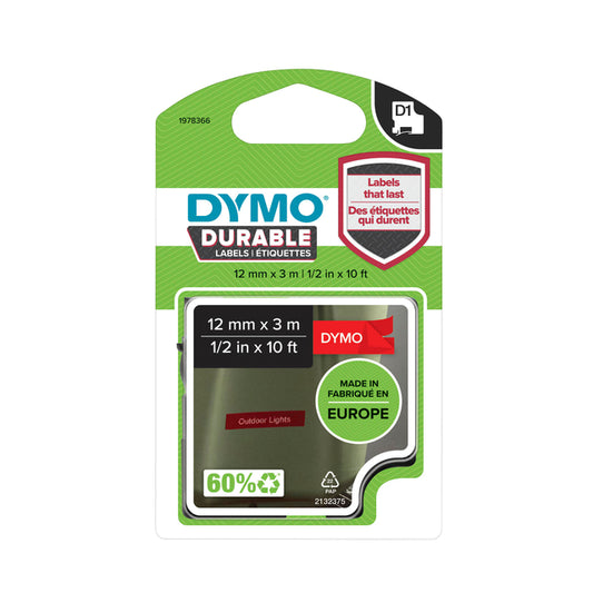 Labeltape Dymo LabelManager D1 Polyester 12mm Rood voor Labels