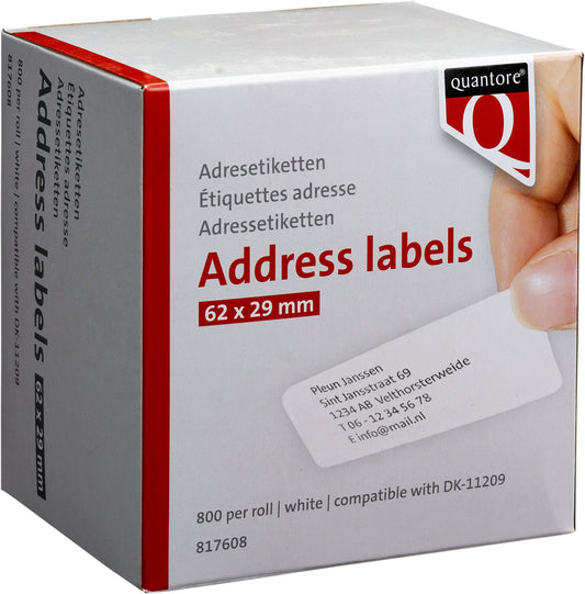 Quantore verzendlabels 29x62mm, rol 800 st wit