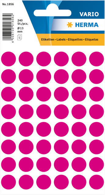 Herma 1856 Rond Etiket 13mm Roze, 240 stuks