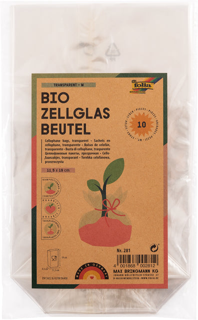 Cellofaanzak Folia 115x190mm Transparant, Set van 10