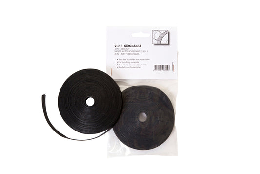 Klittenband Kabelbinder 2-in-1 Zwart 13mm x 10m