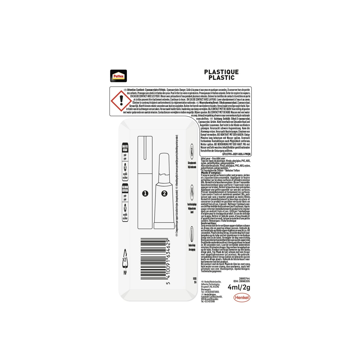 Secondenlijm Pattex All Plastic 2g voor Kunststof en Materialen - 3