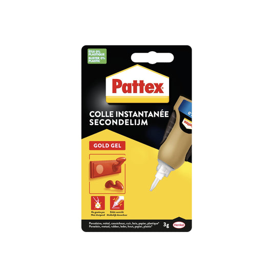 Pattex Gold Gel Secondslijm, 3 gram, snel en sterk