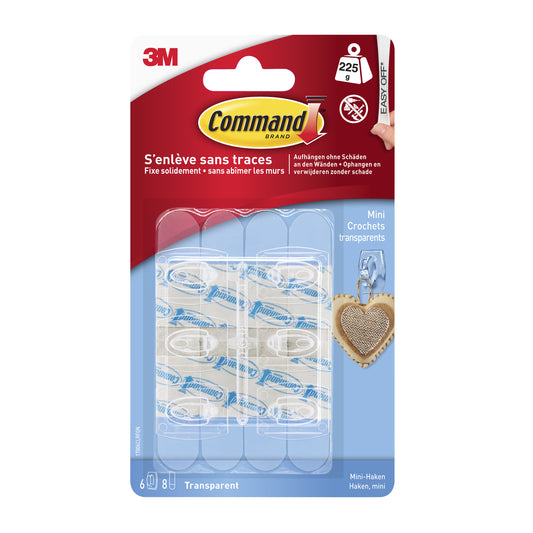 Command mini haakset met bevestigingsstrips, 6 stuks