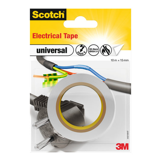 Scotch Isolatieplakband 15mmx10m, wit, vlambestendig