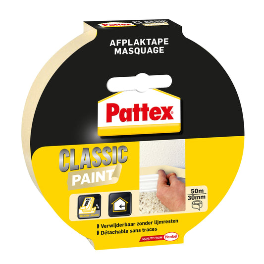 Pattex Afplaktape Classic Creme 30mmx50m, universeel