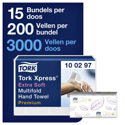 Handdoek Tork H2 Xpress multifold 2-laags wit 100297