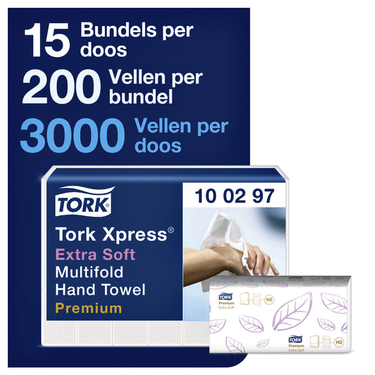 Handdoek Tork H2 Xpress multifold 2-laags wit 100297