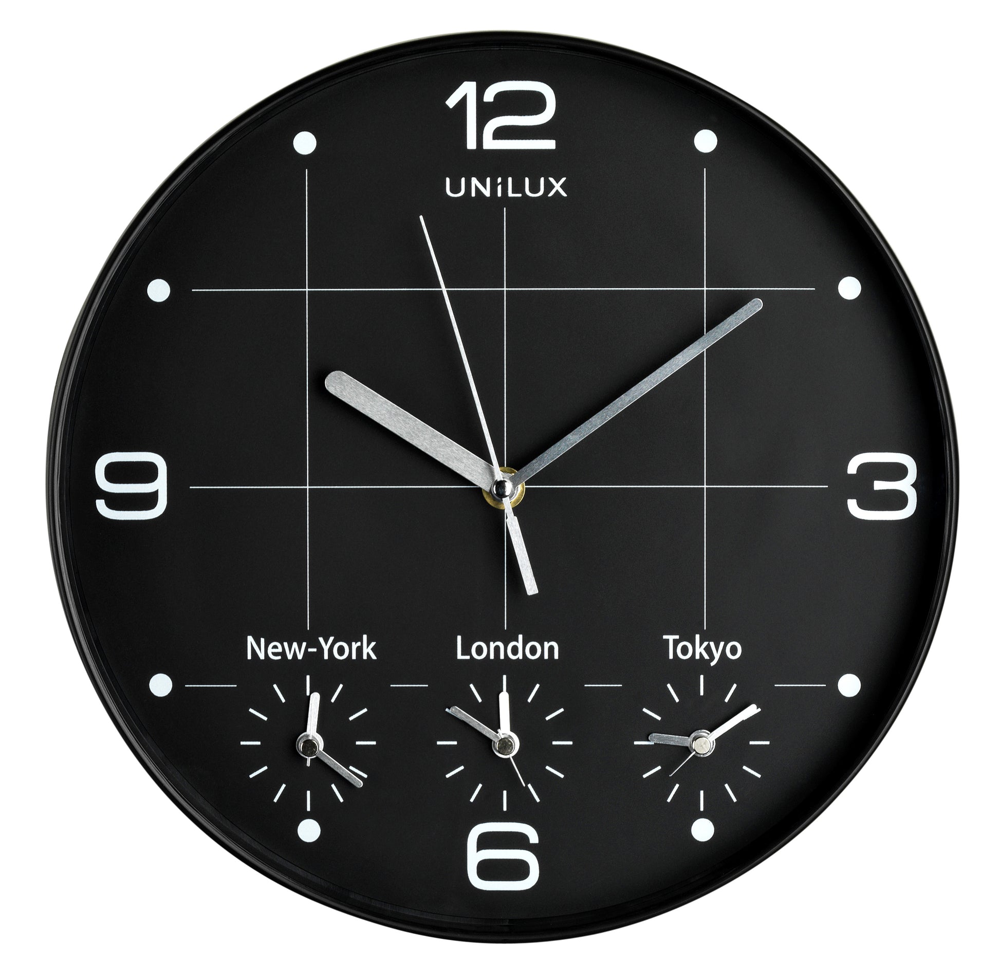 Wandklok UNILUX On Time, diameter 30,5cm zwart/wit