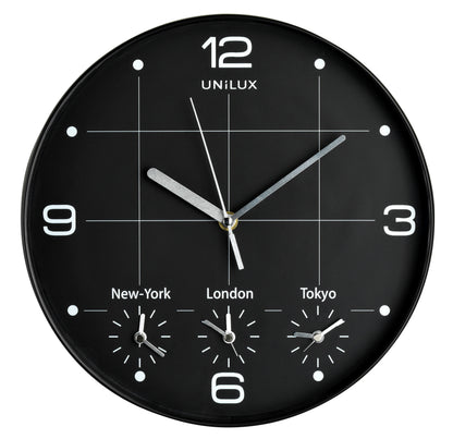 Wandklok UNILUX On Time, diameter 30,5cm zwart/wit