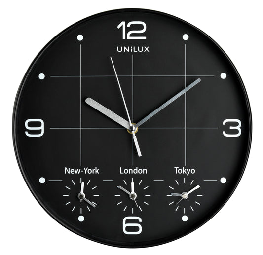 Wandklok UNILUX On Time, diameter 30,5cm zwart/wit