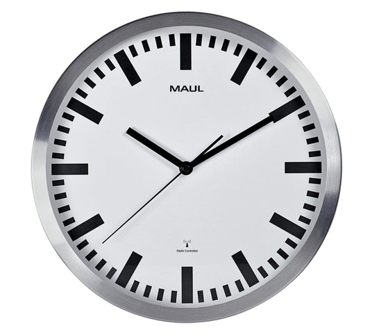 Wandklok MAULPILOT 30,5cm wit/aluminium