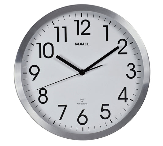 Wandklok Maul Move, 30,5 cm, Aluminium/Wit