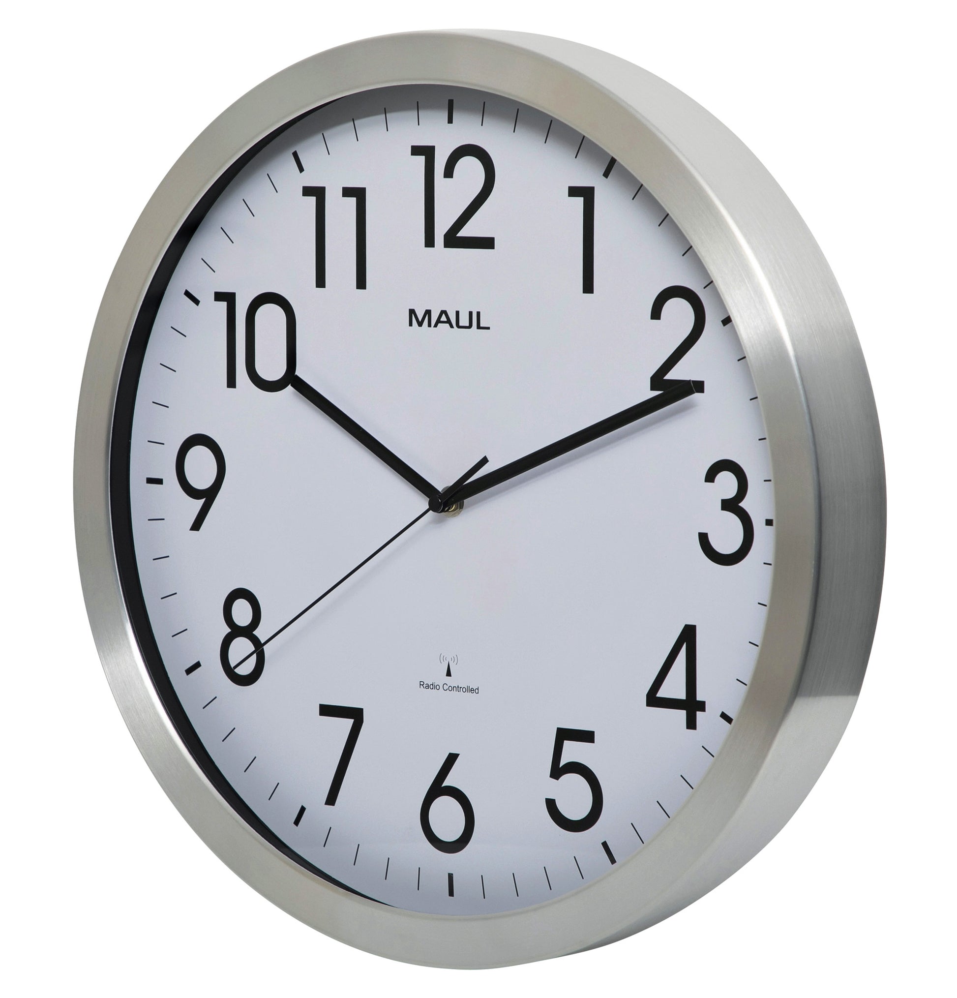 Wandklok MaulMove 40cm wit/aluminium met radio-gestuurd uurwerk - 2