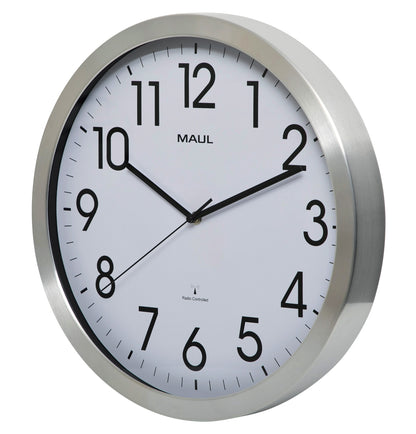 Wandklok MaulMove 40cm wit/aluminium met radio-gestuurd uurwerk - 2