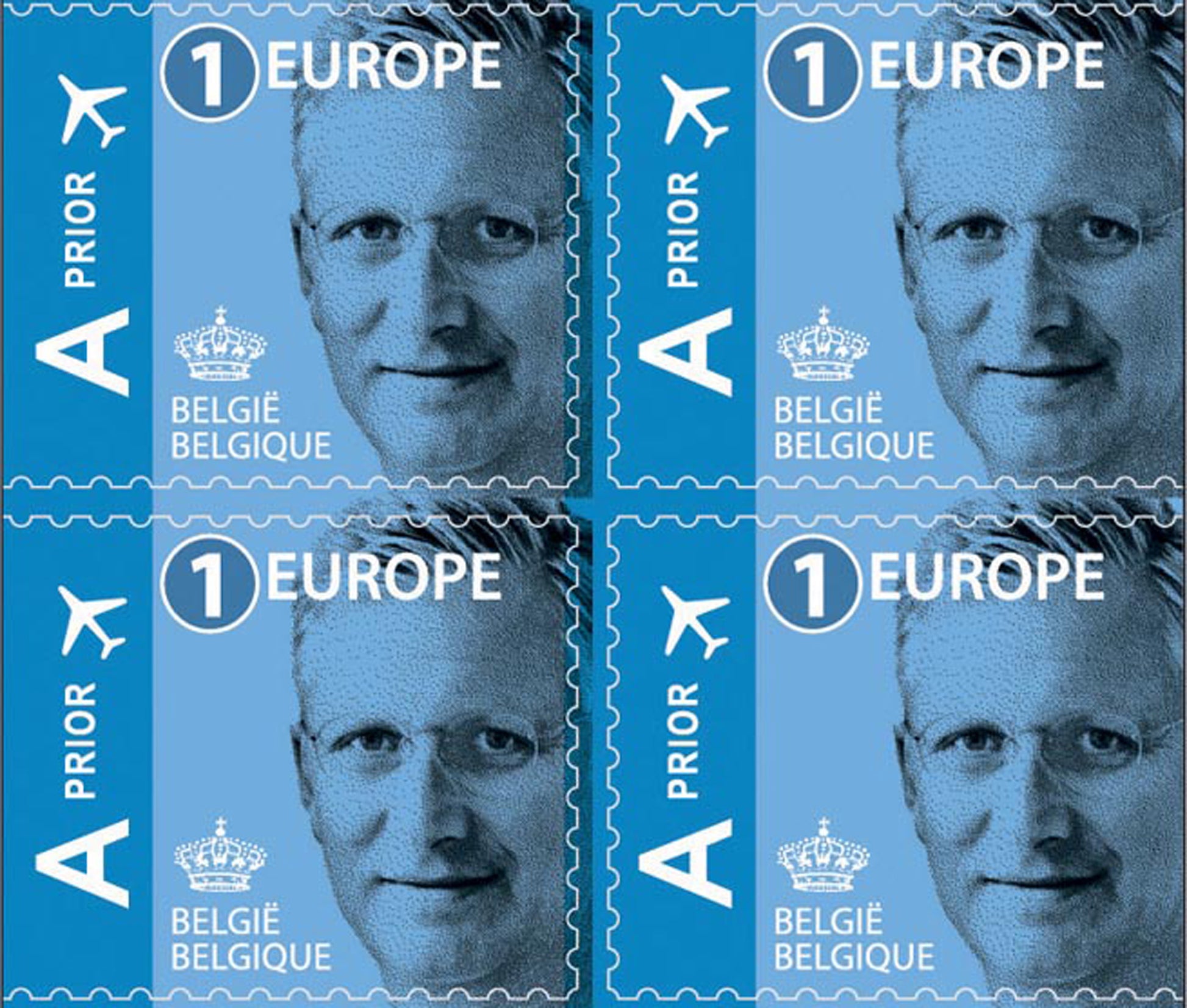 Belgische Postzegel 50x Waarde 1 Euro, doosje