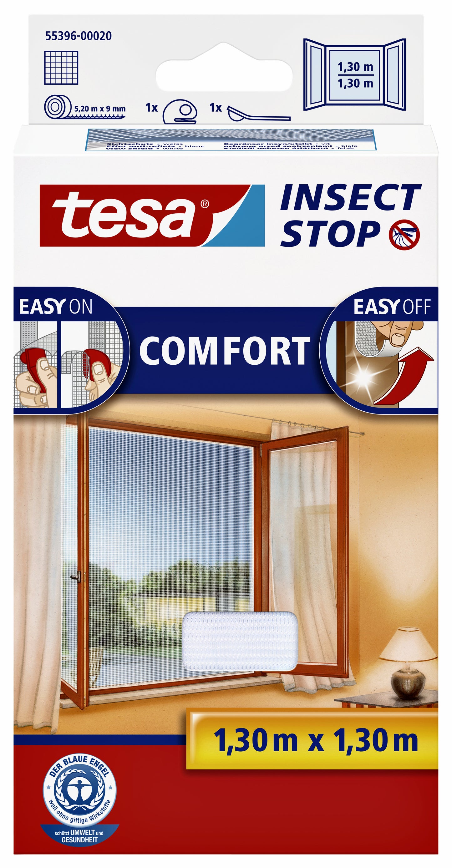 Insectenhor Tesa Raam 1,3 x 1,3 m Wit met Klittenband
