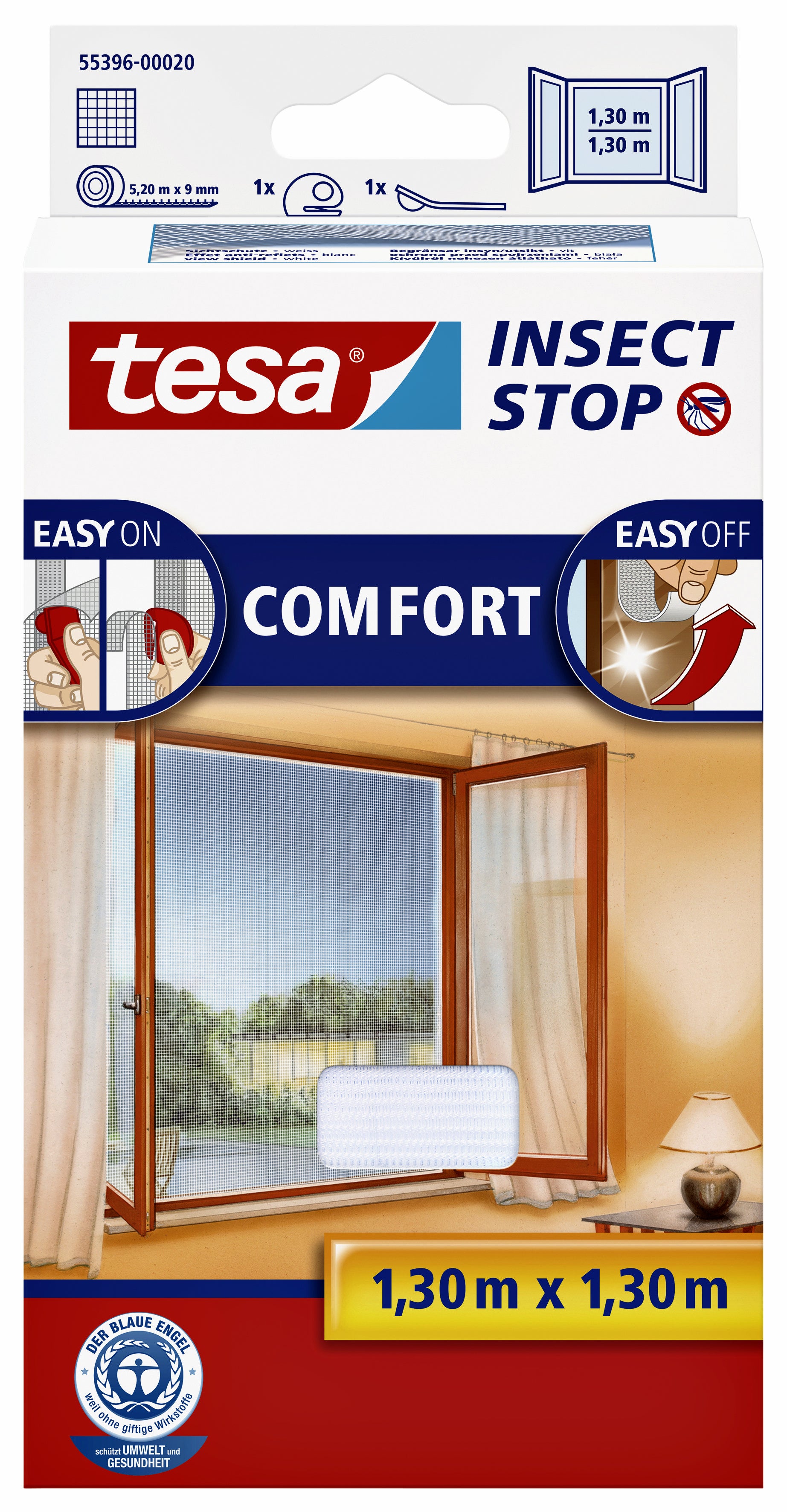 Insectenhor Tesa Raam 1,3 x 1,3 m Wit met Klittenband