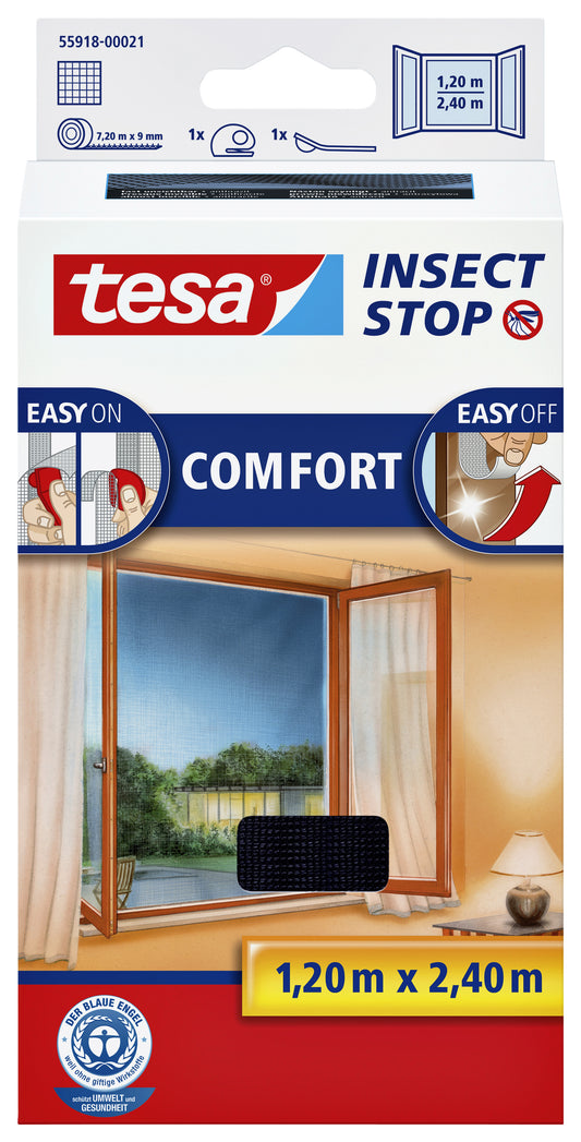 Tesa Ramen Insectenhor 1.2x2.4m Zwart met Klittenband