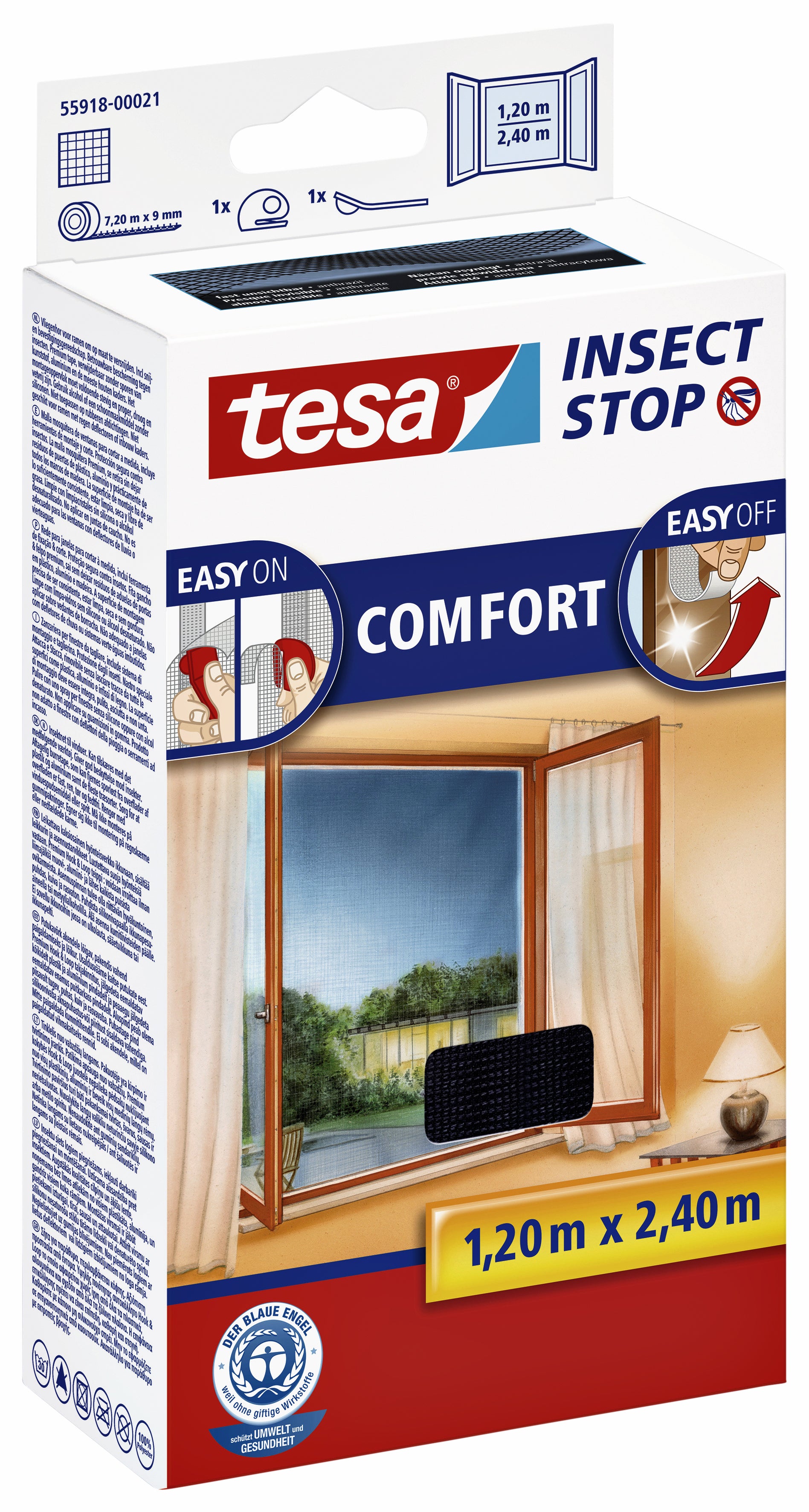 Tesa Ramen Insectenhor 1.2x2.4m Zwart met Klittenband - 2