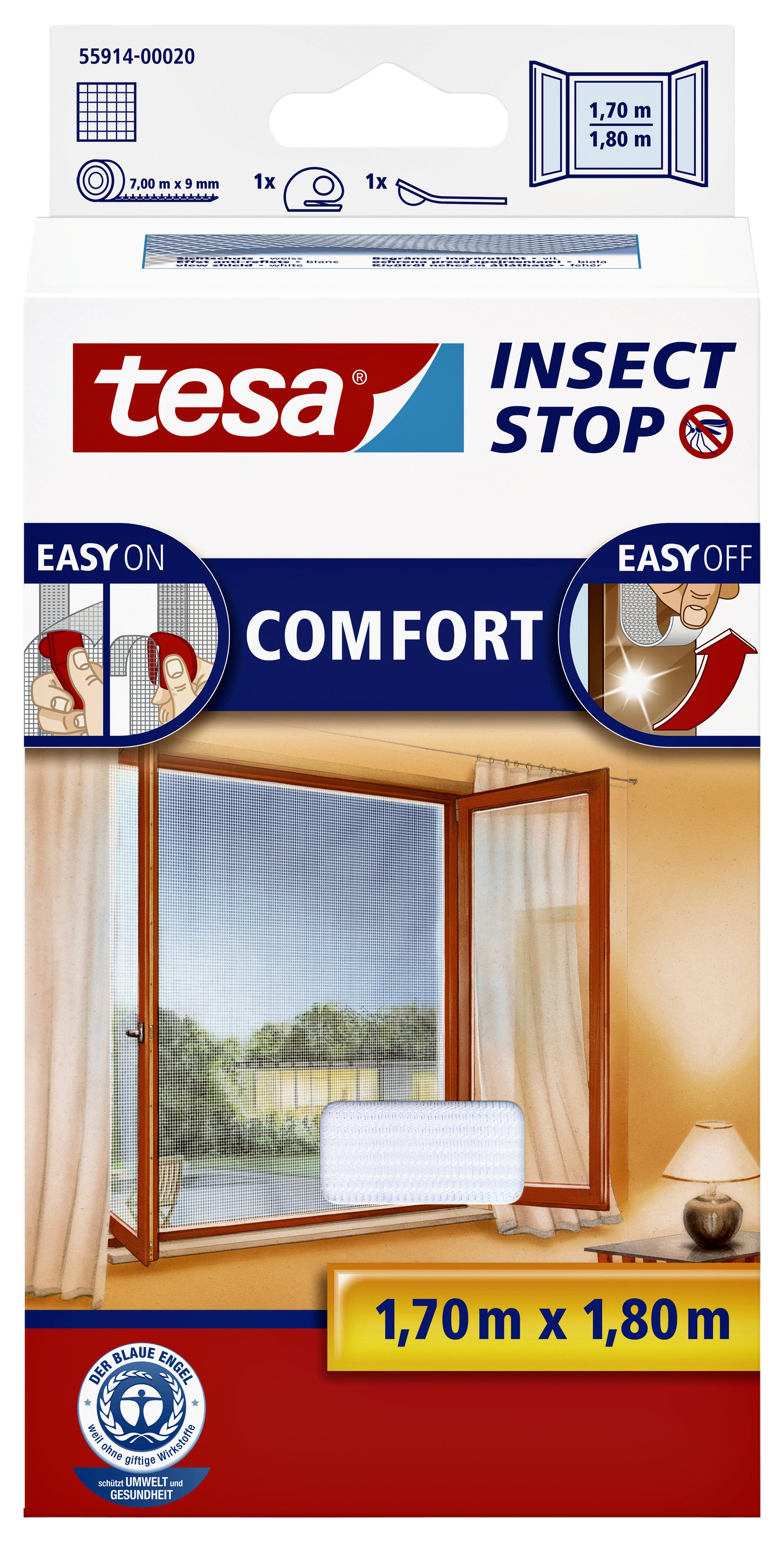 Tesa Insect Stop Comfort raamhor 1.7x1.8m wit met klittenband