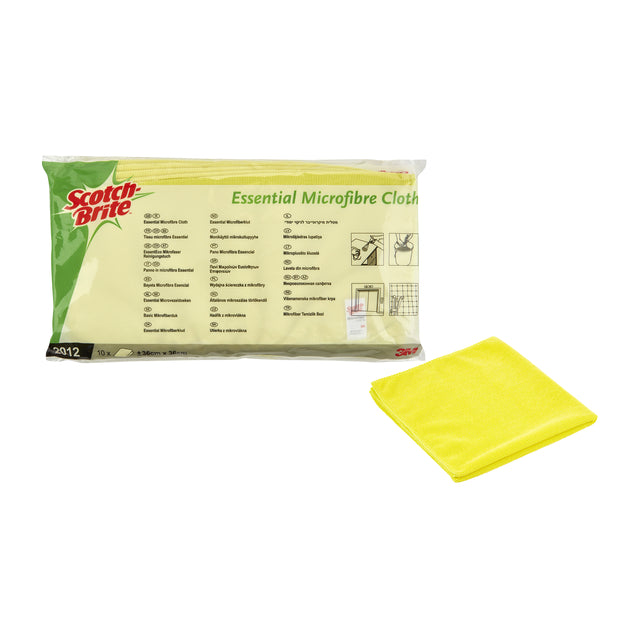 Microvezeldoek Scotch-Brite Essential geel, 36x36 cm, set van 3 - 4