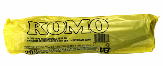 Komo Vuilniszak 60L Zwart Rol à 20 Stuks 60x80cm