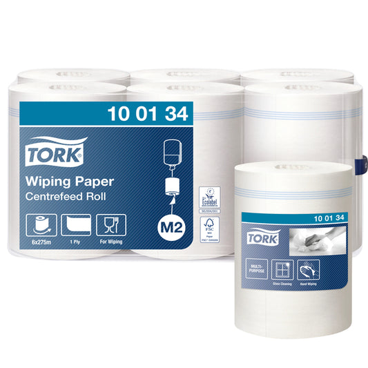 Poetsrol Tork M2 1-laags wit 6 rollen 275 m