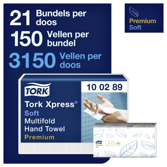 Tork H2 Premium Multifold Wegwerphanddoekjes 150 vel 21x25.5cm