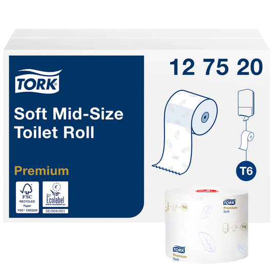 Toiletpapier Tork Mid-size T6 Premium 2-laags 127520