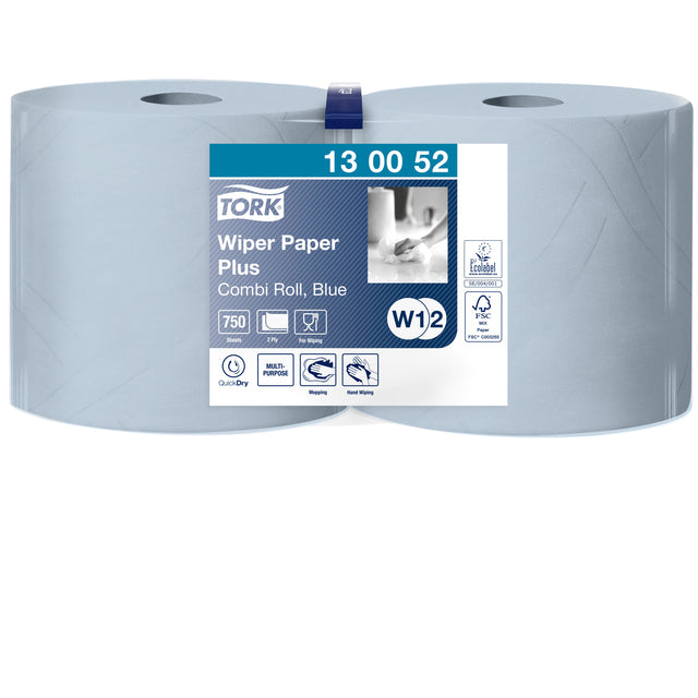 Poetspap Wiping Plus Combi W1/2 blauw 2 rollen