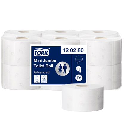 Tork T2 Mini Jumbo 2-laags Wit Toiletpapier 12 Rollen