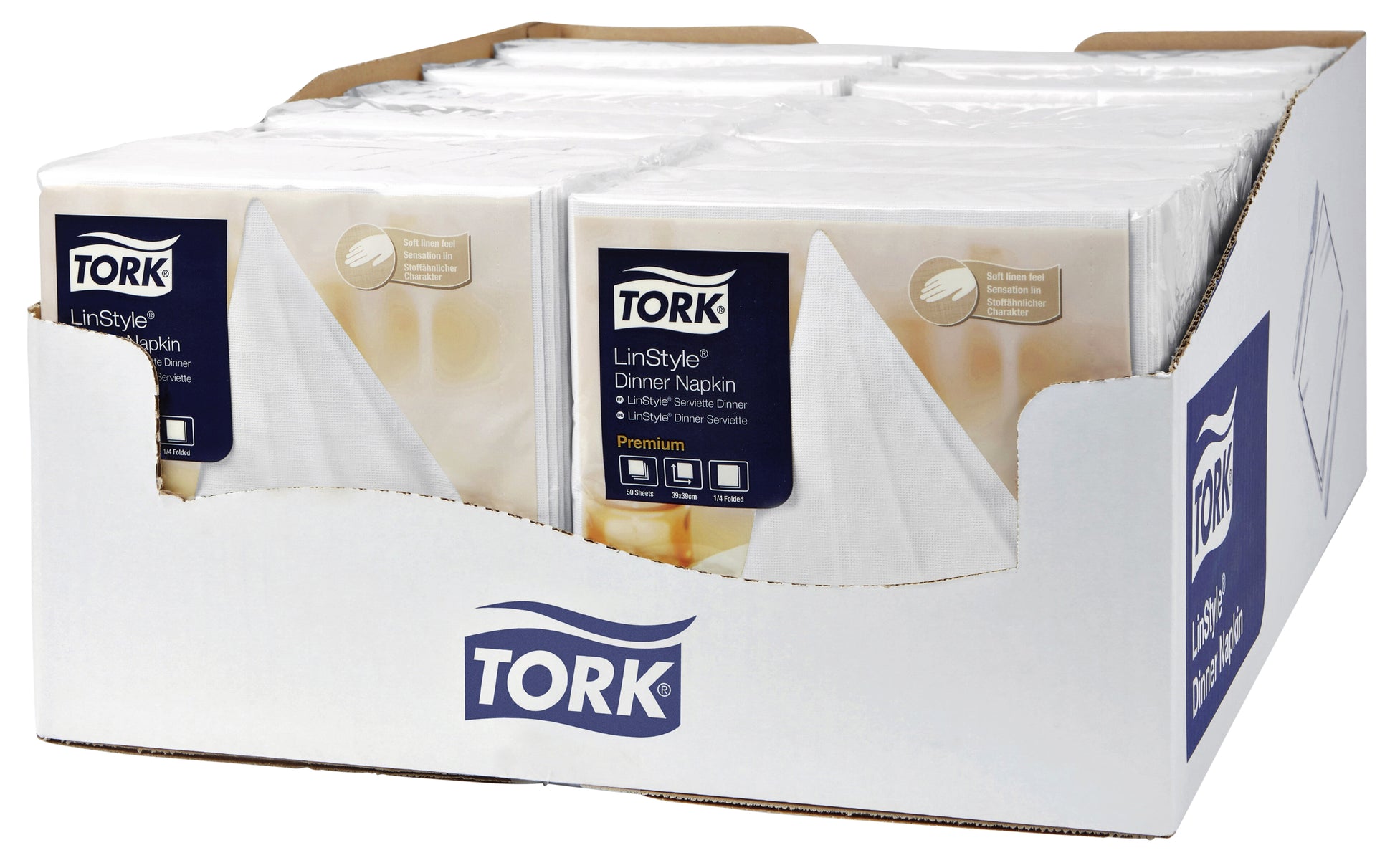Dinerservet Tork LinStyle 39x39cm wit, 50 stuks