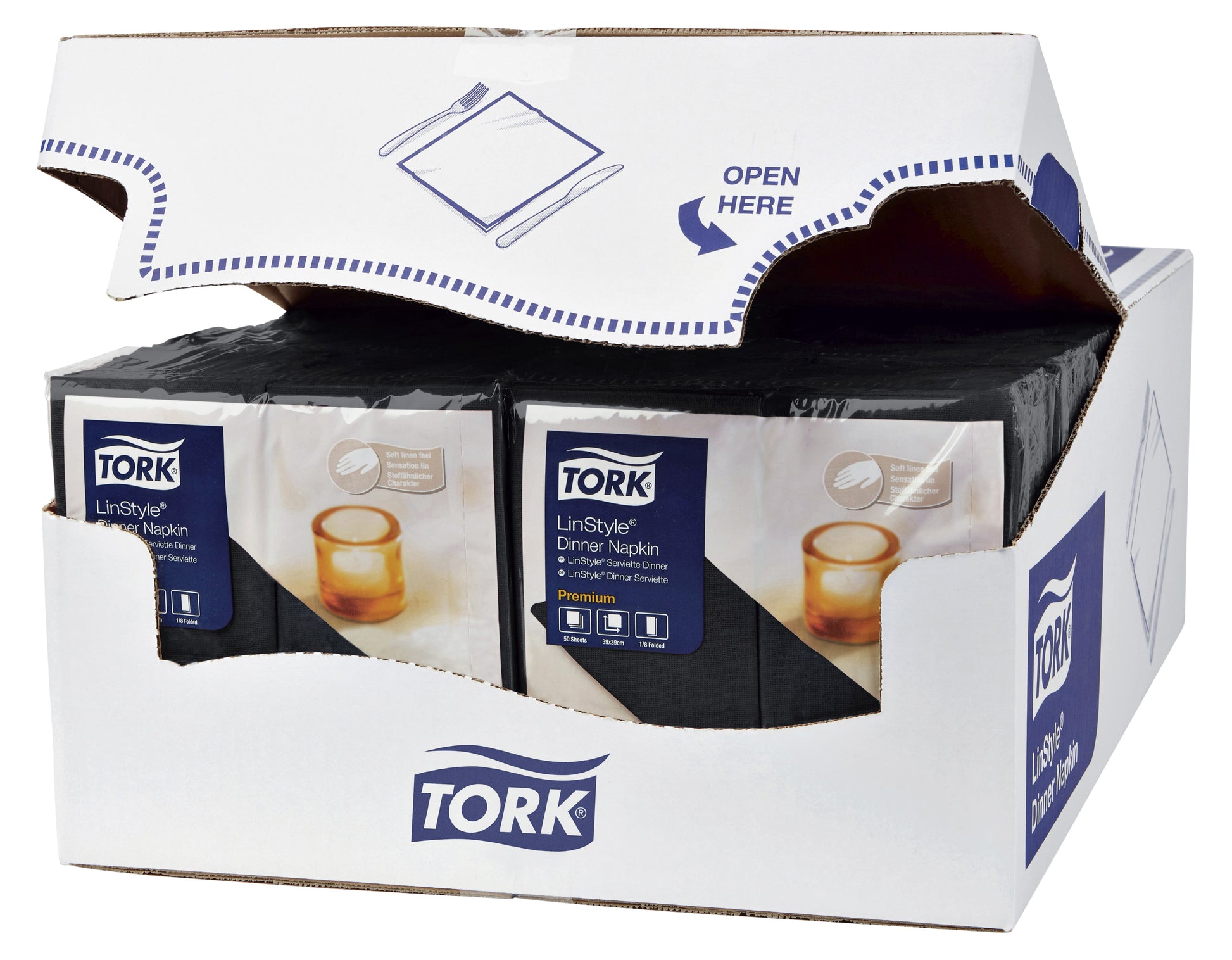 Dinerservet Tork LinStyle 33x33cm zwart 50 stuks